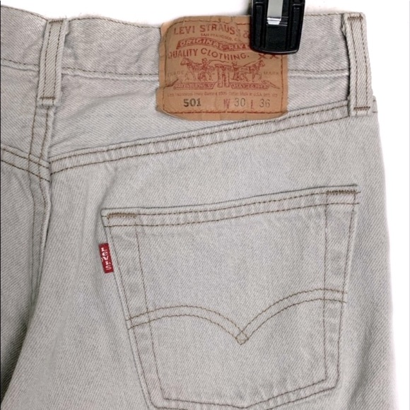 80’s LEVI’S 501 JEAN’S grey straight leg Sz 30x36 made in USA cotton high waist - Picture 10 of 14
